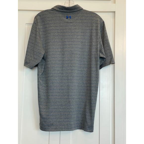 Under Armour loose fit heat gear SM Gray and Blue striped polo - Picture 2 of 8
